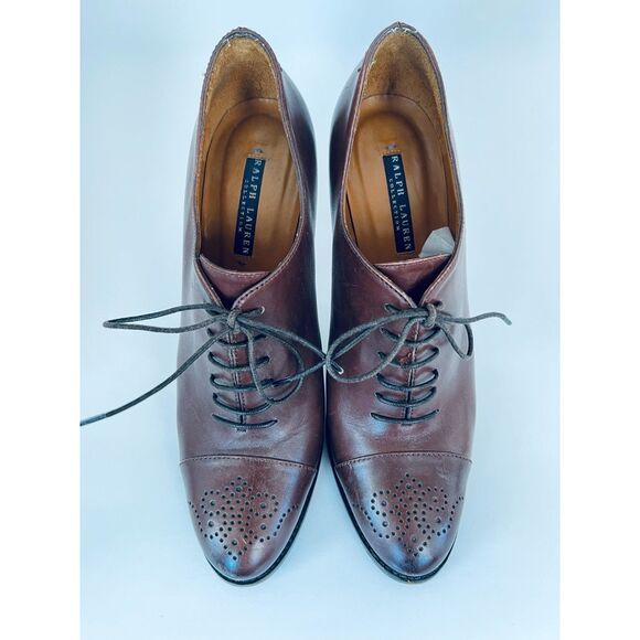 Ralph Lauren Leather Wingtip Heel - Picture 3 of 5